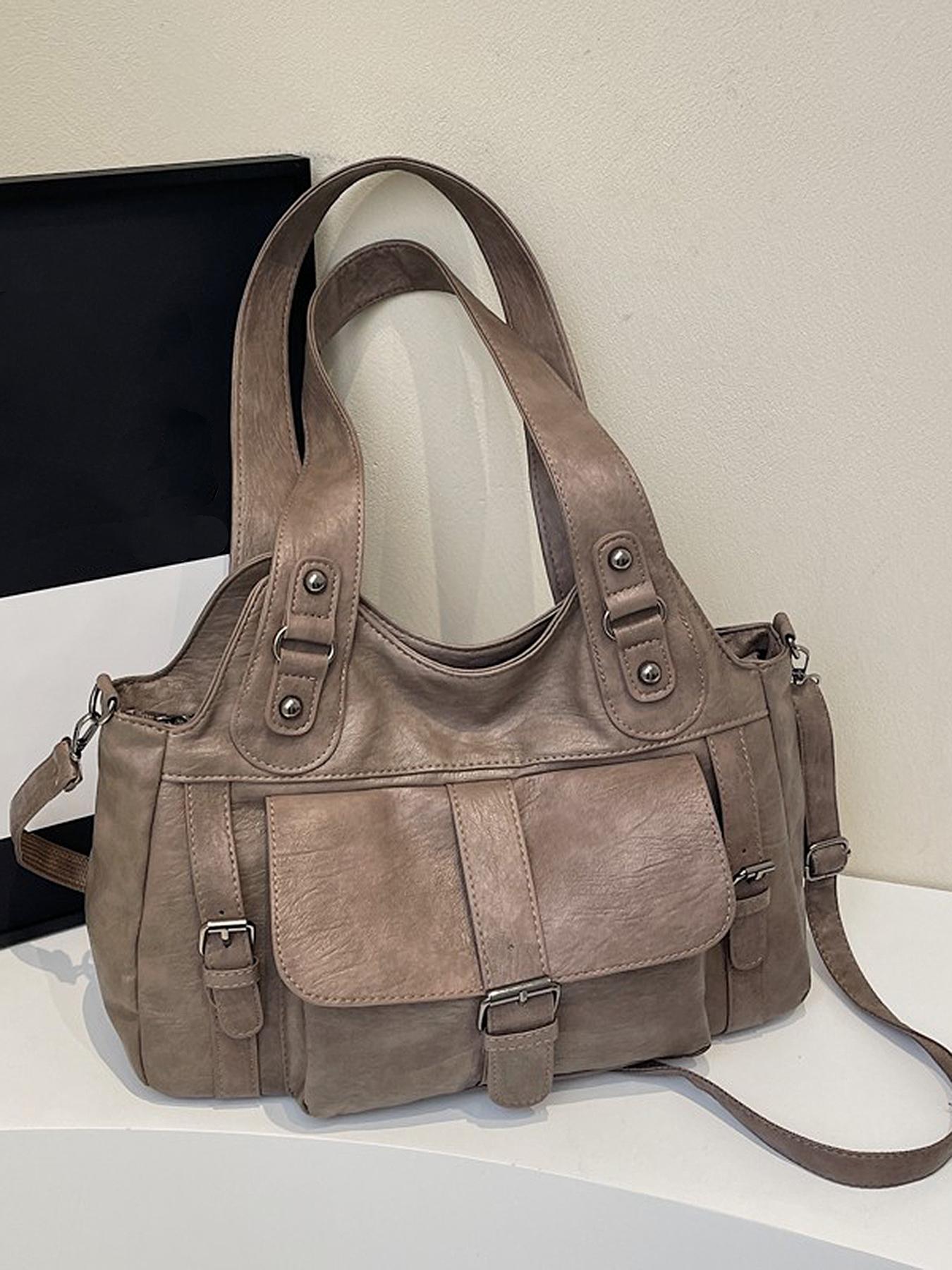 Retro casual shoulder messenger bag, solid color tote bag, casual simple shoulder bag, fashionable and versatile travel bag, elegant commuter bag, suitable for daily commuting, travel, office workers commuting and other scenarios.