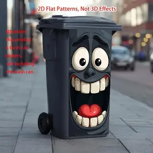 Funny Face Trash Can Sticker, Matte Finish, Indoor & Outdoor Decor, Modern Home Decoration, Wall Adhesive Decal