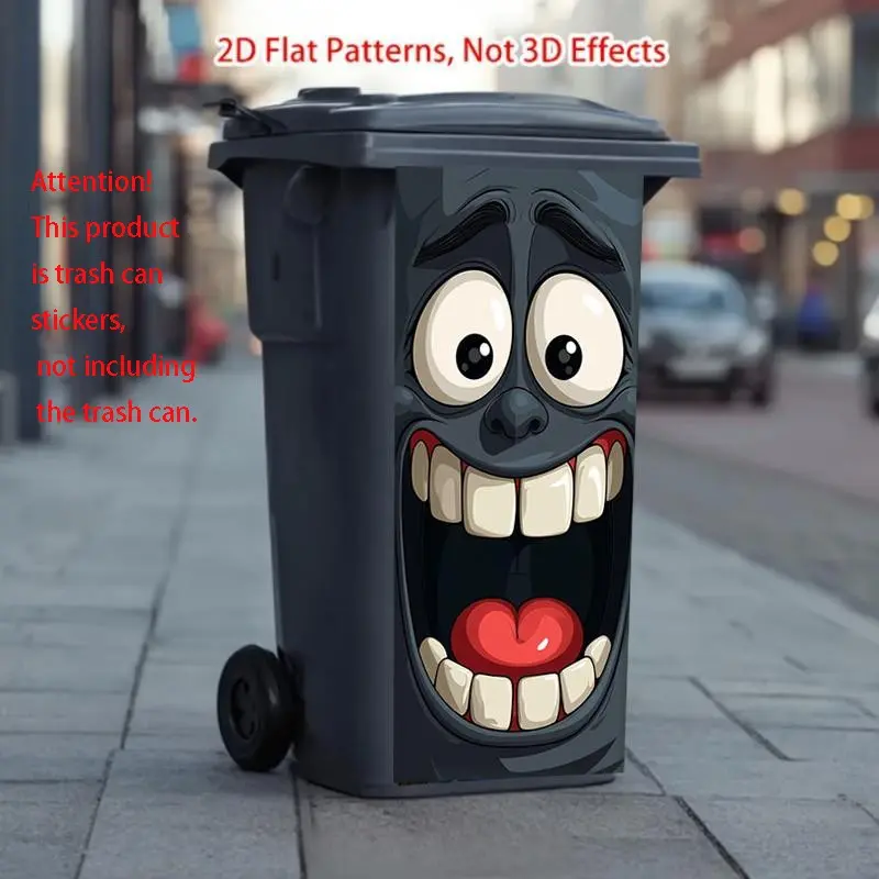 Funny Face Trash Can Sticker, Matte Finish, Indoor & Outdoor Decor, Modern Home Decoration, Wall Adhesive Decal