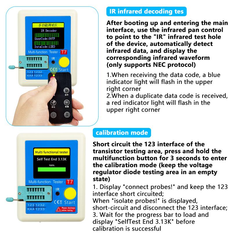 Transistor tester with true-color screen, one-button testing of MOS, diodes, capacitors, and ESR; multi-functional multimeter. A must-have tool for electronics engineers.
