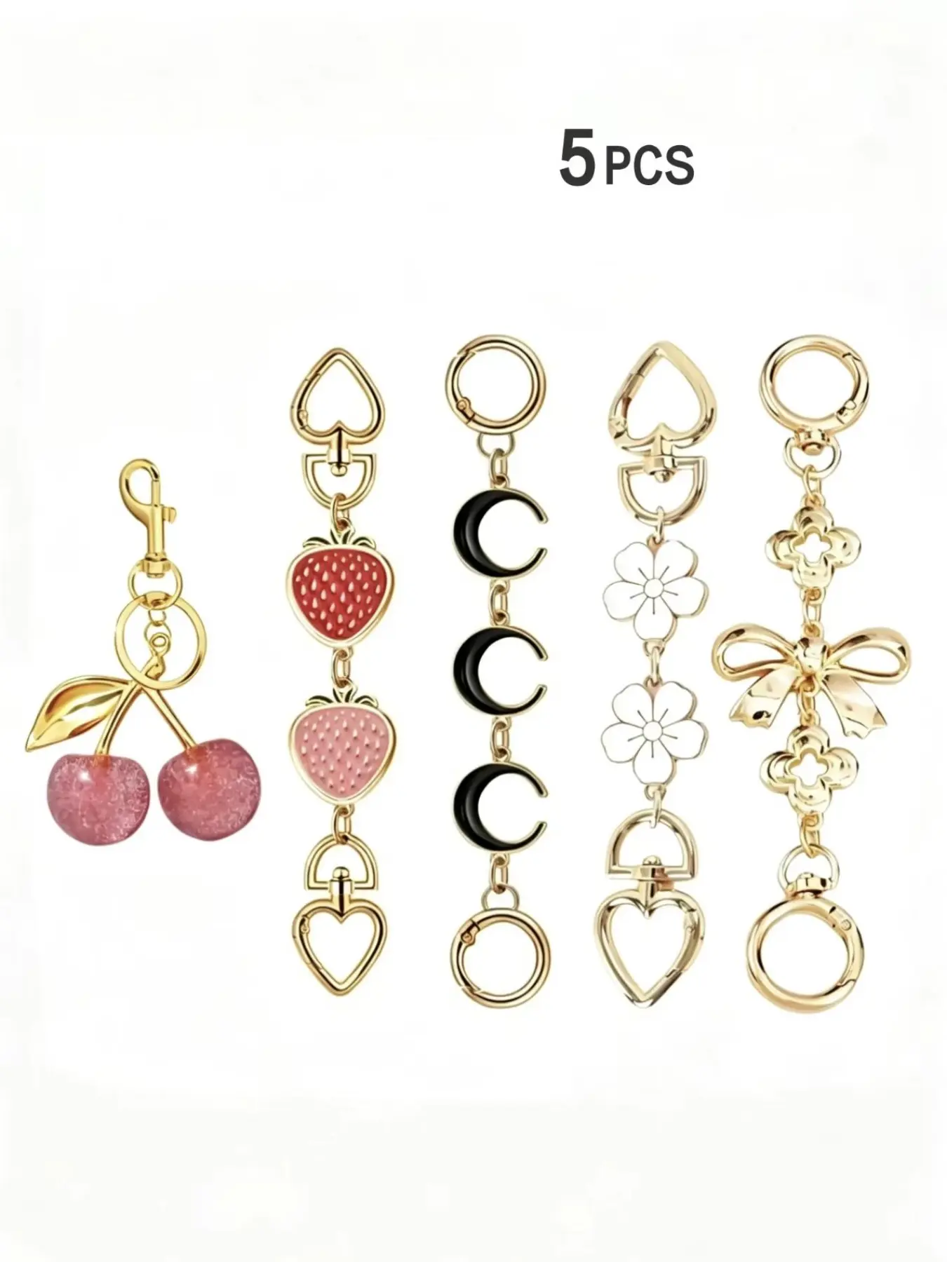 5pcs Bag Extender Chain, Bag Chains for Handbags, Wallet Strap Extension, Cute Fruits Design, All-Season Accessory, Ideal for Handbags and Wallets