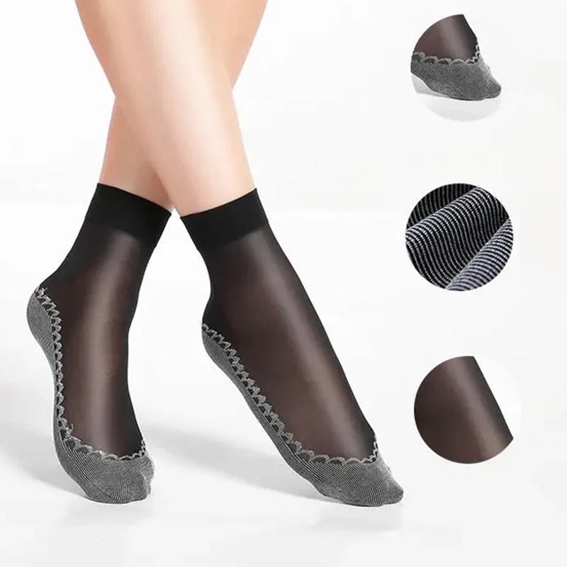 30pairs Random Silky Velvet Ankle Short Sox Elastic Lace Socks Women Transparent Ultrathin Female Mesh Non-Slip Bottom Splice Sock SpringStatements