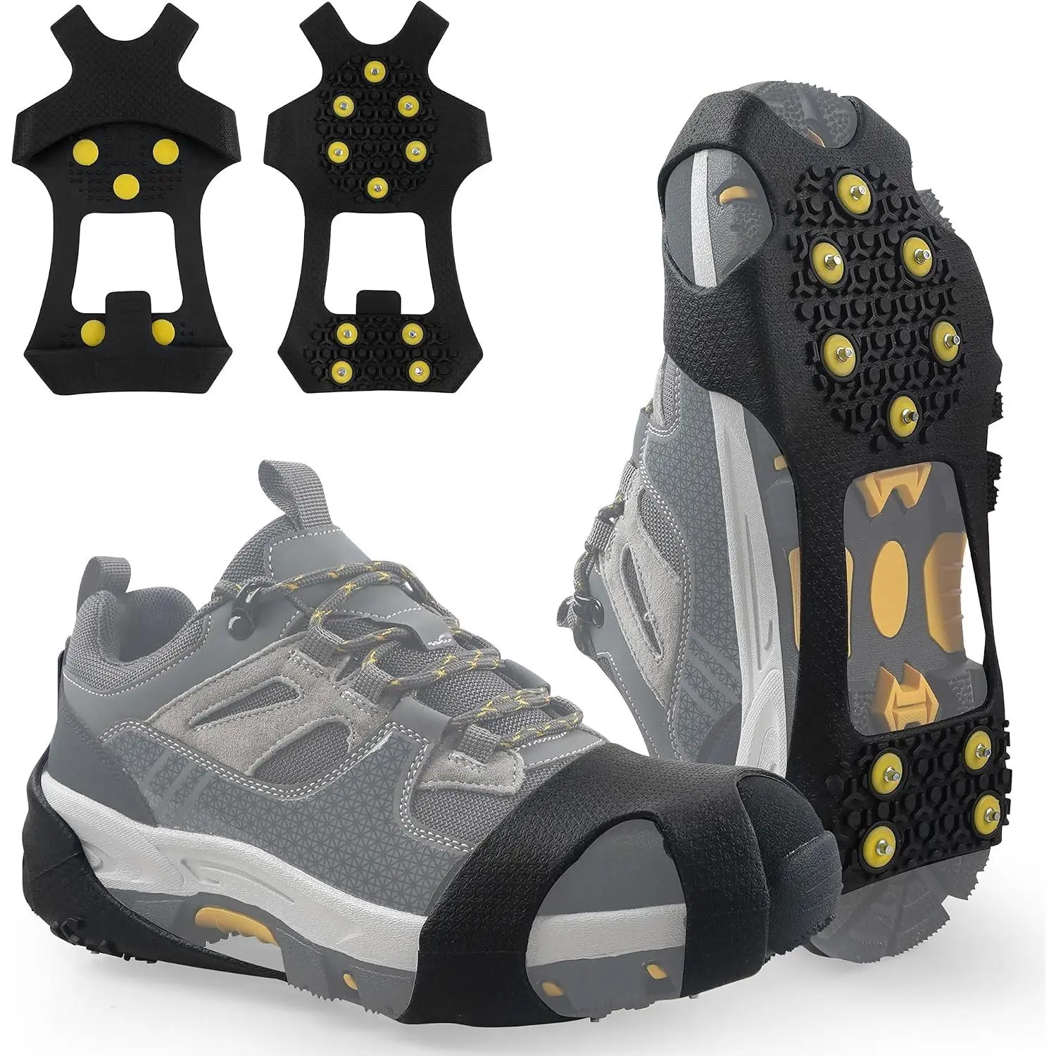 Ice Snow Cleats for Shoes Boots Non Slip Ice Cleats Overshoe for Walking  Snow and Ice Rubber Crampons with 10-Stud Ice Rubber Cleats Slip- Stretch Footwear