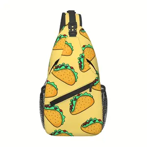 Crossbody chest bag, hiking backpack, cartoon-style cornbread shoulder bag, foldable, large capacity, stylish and durable, can be used for shopping, work, leisure travel, beach bag, fishing backpack