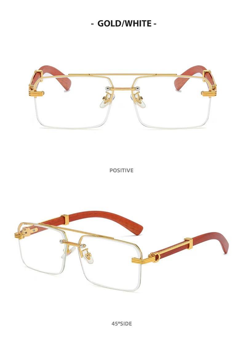 2 Pairs Unisex Rimless Square Lens Fashion Glasses Metal Double Bridge Trendy Eyewear PC Material Lightweight Stylish Accessories Perfect for Outdoor Parties Vacations Travel Driving Streetwear & Photo Props