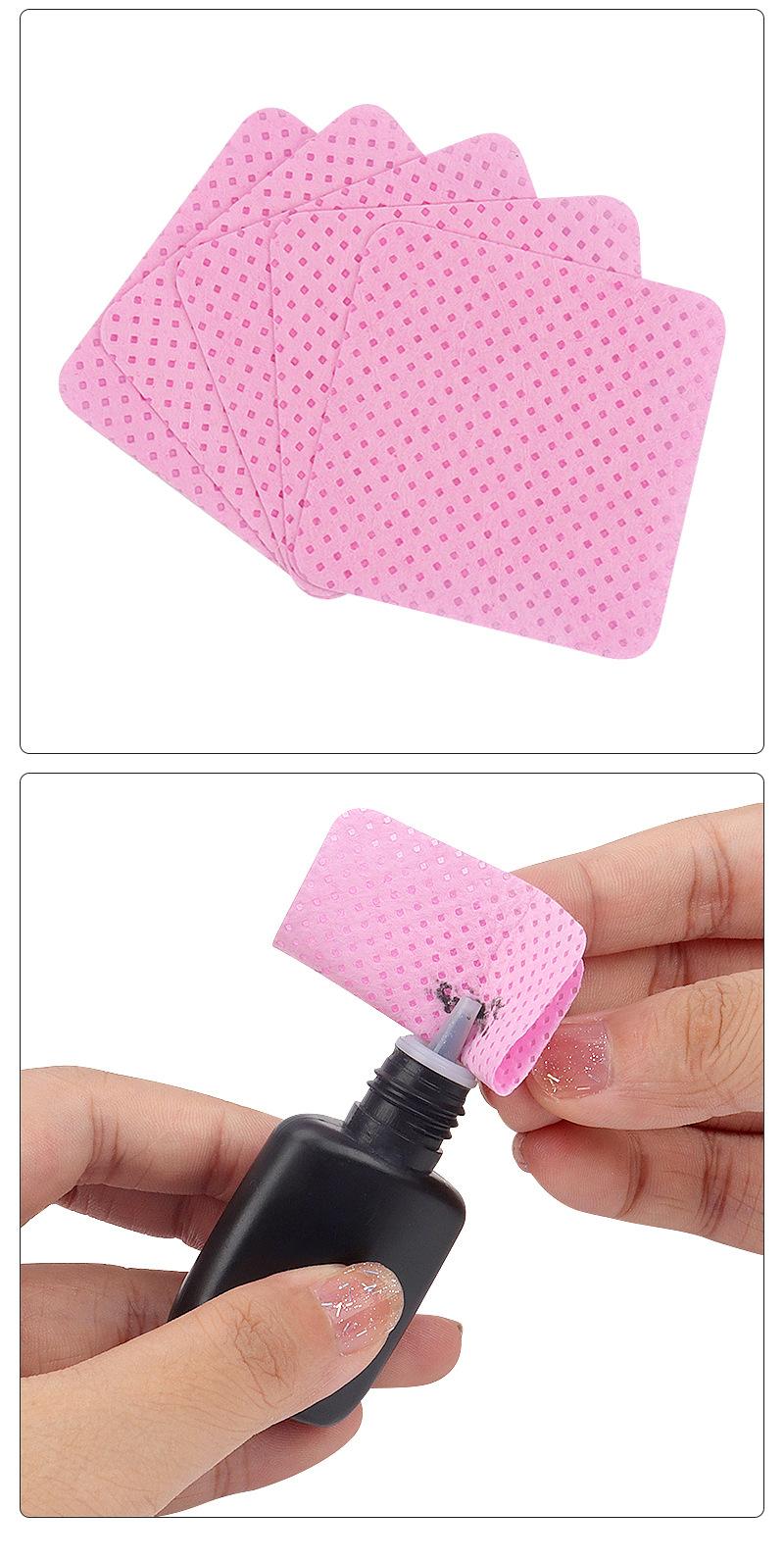 2 boxes 400pcs / Glue bottle mouth cleaning cotton pads, tweezer cleaning cotton pads,pink boxed glue wipes, non-woven fabric material, 200 pieces/box