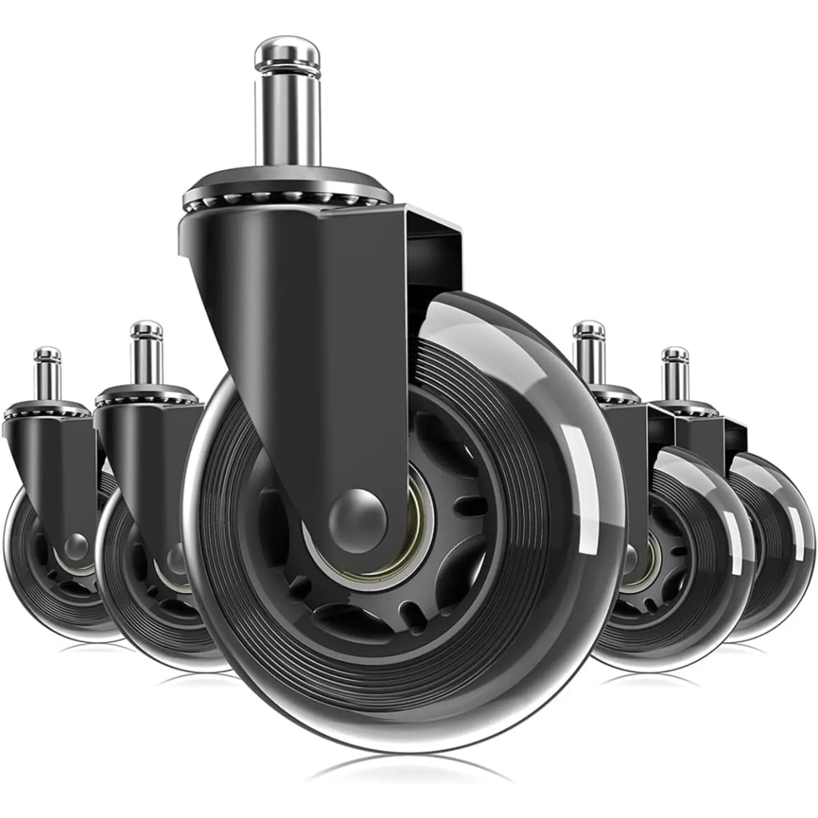 Set of 5 Heavy Duty Office Chair Caster Wheels, Smooth Quiet Roller Blade Replacement Casters, Universal Fit for Most Office Chairs, No Need for Chair Floor Mats