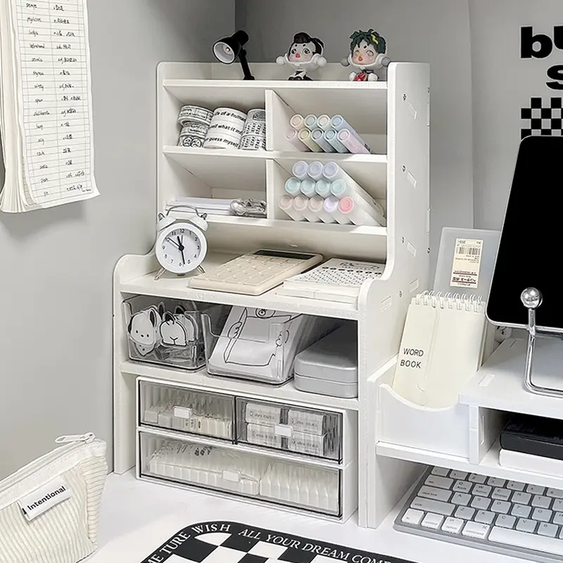 1Pc desktop 6-layer storage rack 30cm office file rack multi-layer storage rack dormitory desk bookshelf hierarchical storage rack File Organizer For Desk (to be assembled)