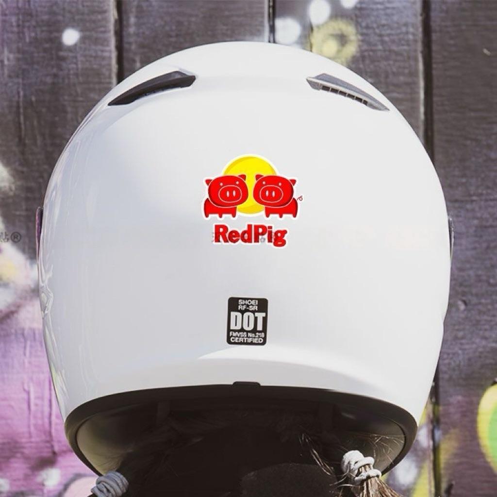 Red Pig Funny Car Sticker  Waterproof Decal for Electric Motorcycle Bike Helmet DIY Decor