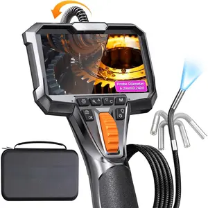 Y400 Two-Way Articulating Borescope with Light, 0.24in Ultra-Slim Probe, 220? Articulation, IPS  Screen, Industrial Endoscope Inspection Camera for Automotive Engine, HVAC & Plumbing - 5.3FT