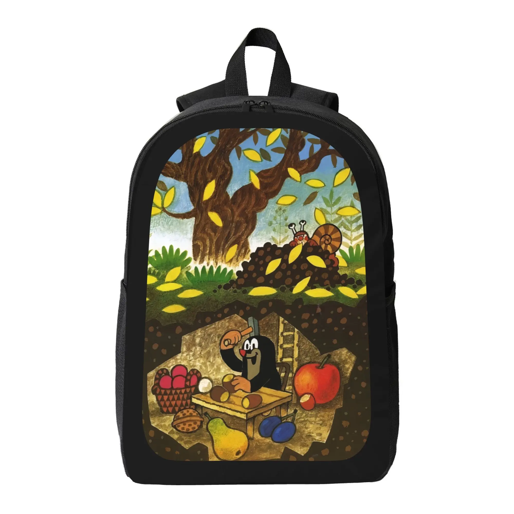 Kurtecek Oxford Cloth Backpack - Front Print, Cartoon-Patterned, Zipper Closure, Synthetic, Back to School Haul Essential for Teenagers, Travel Ready for Work & Business Trips (School & Educational Supplies), Cartoon Pattern Design