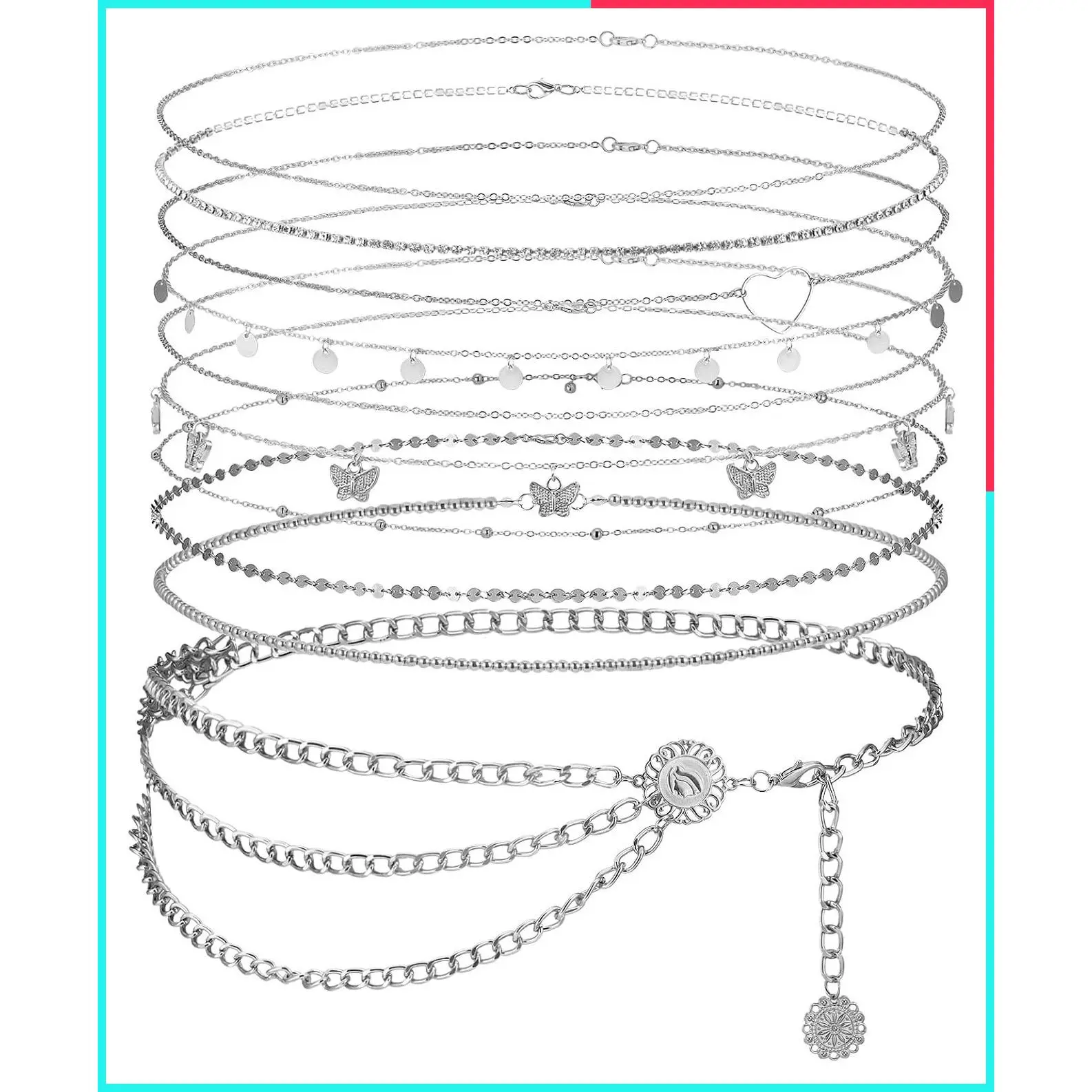 10 Pcs Multilayer Belly Chain Waist Jewelry Body Chains
