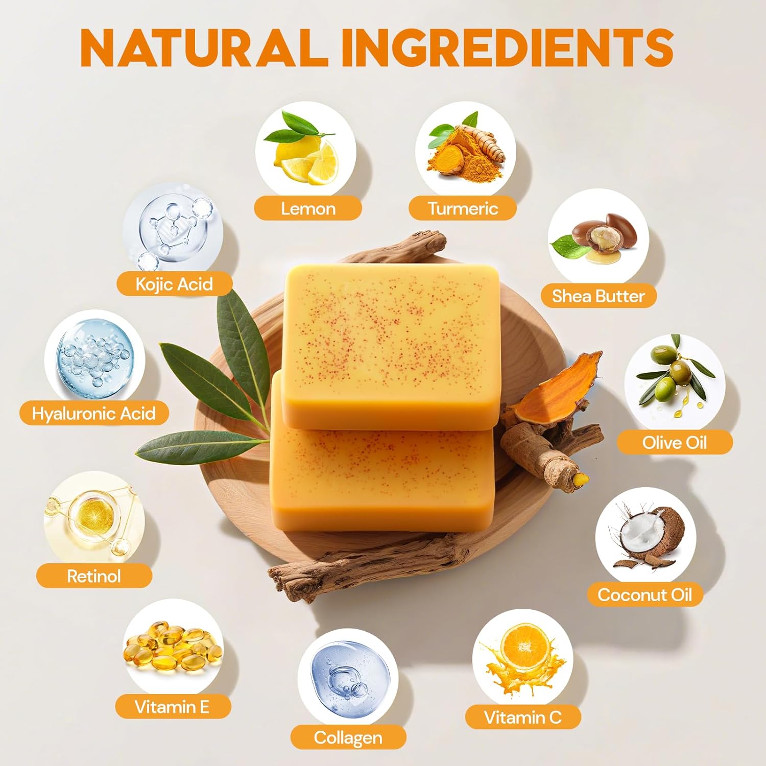 Honey Lemon Turmeric Soap 100G Set with Free Hand Cream for Face & Body Cleansing Daily Moisturizing Natural Blend Skin Repair Hydrating