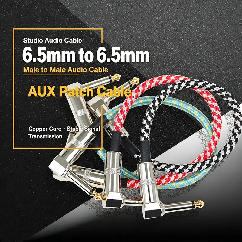 Color Braided Guitar Effect Pedal Cable Set (3-Pack), Durable & Reliable Connection Cables, Perfect for Musicians