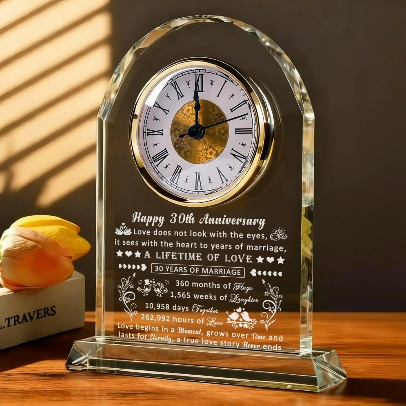 30th Pearl Wedding Anniversary Clock Gifts for Couples Husband Wife 30 Years of Marriage Romantic Gift for Him Her