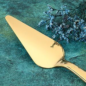 Wedding cake cutting set, elegant cake and server set, equipped with thickened stainless steel rounded edges, cake cutter shovel for cake cutters, birthday anniversary Christmas, 2 pieces, gold color
