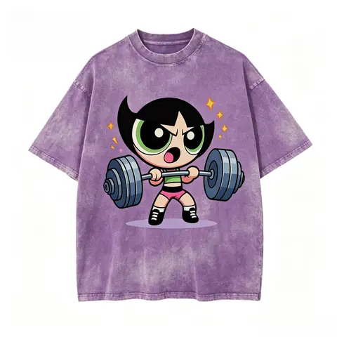 Women's Cute Powerpuff Strong Girl Graphic Gym Top - Y2K Smooth Seamless Fabric, 2025 Trending Pump Cover, Graphic T Shirts, Gym Clothes, Workout Tops, Women's Apparel