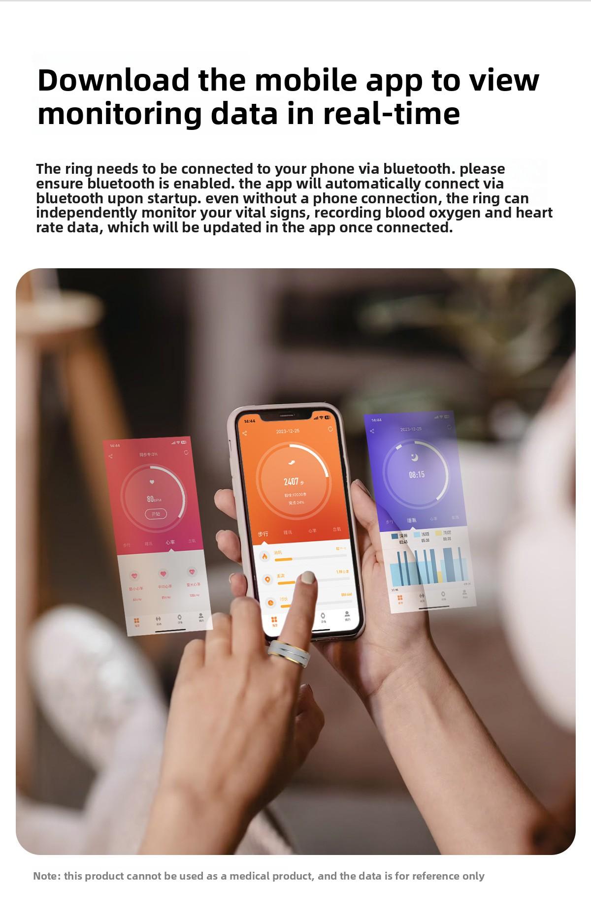 Smart Ring SR01 Fitness Tracker Health Monitor Sleep Blood Oxygen Heart Rate Bluetooth Multi-function Activity Tracker for Sports and Daily Use