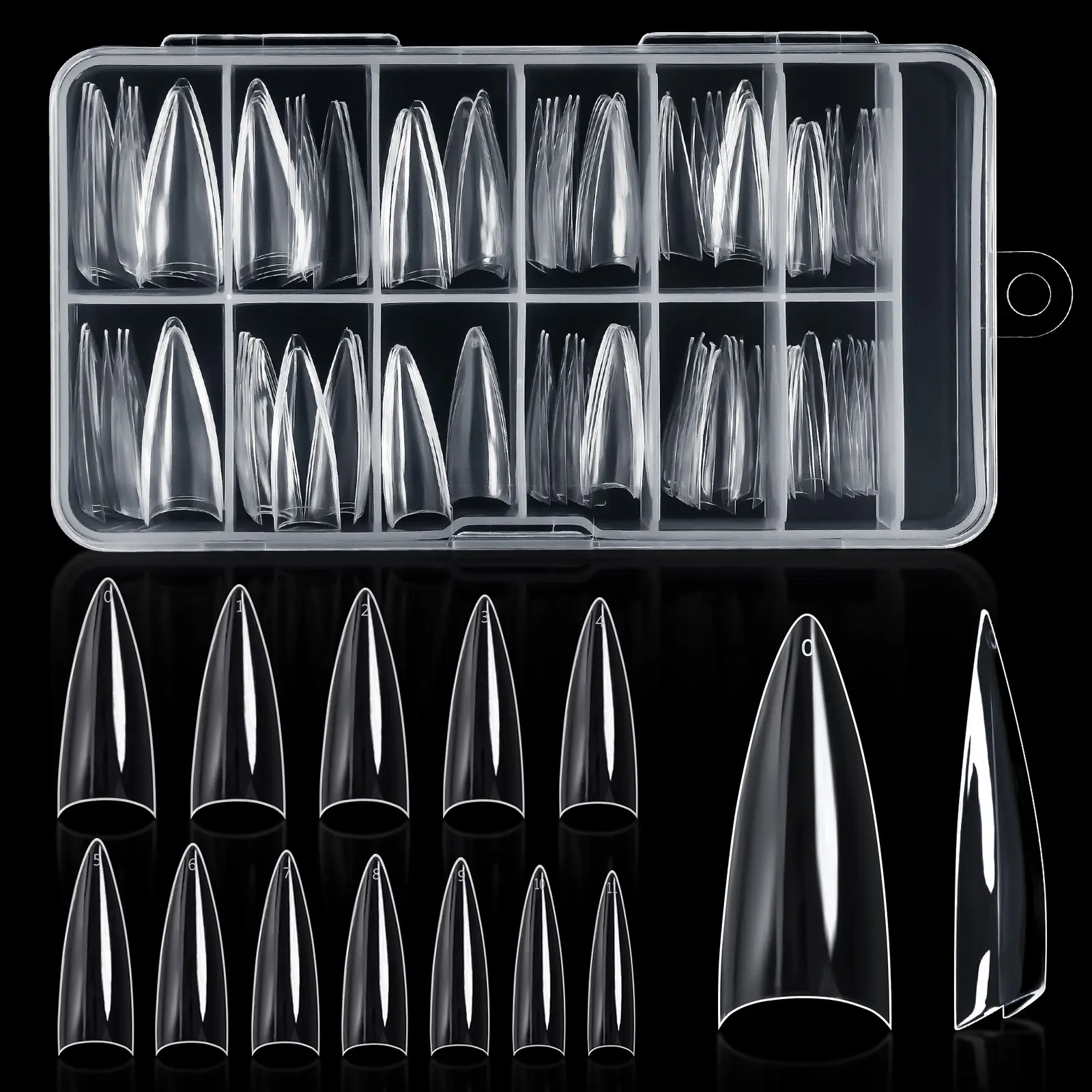 120pcs Short Fine Stiletto Nails, Half Cover Soft Gel Almond Shape, Acrylic, Easy Trim and Apply, Ideal for Manicure Salon or DIY Home Use, Almond Fake Nails