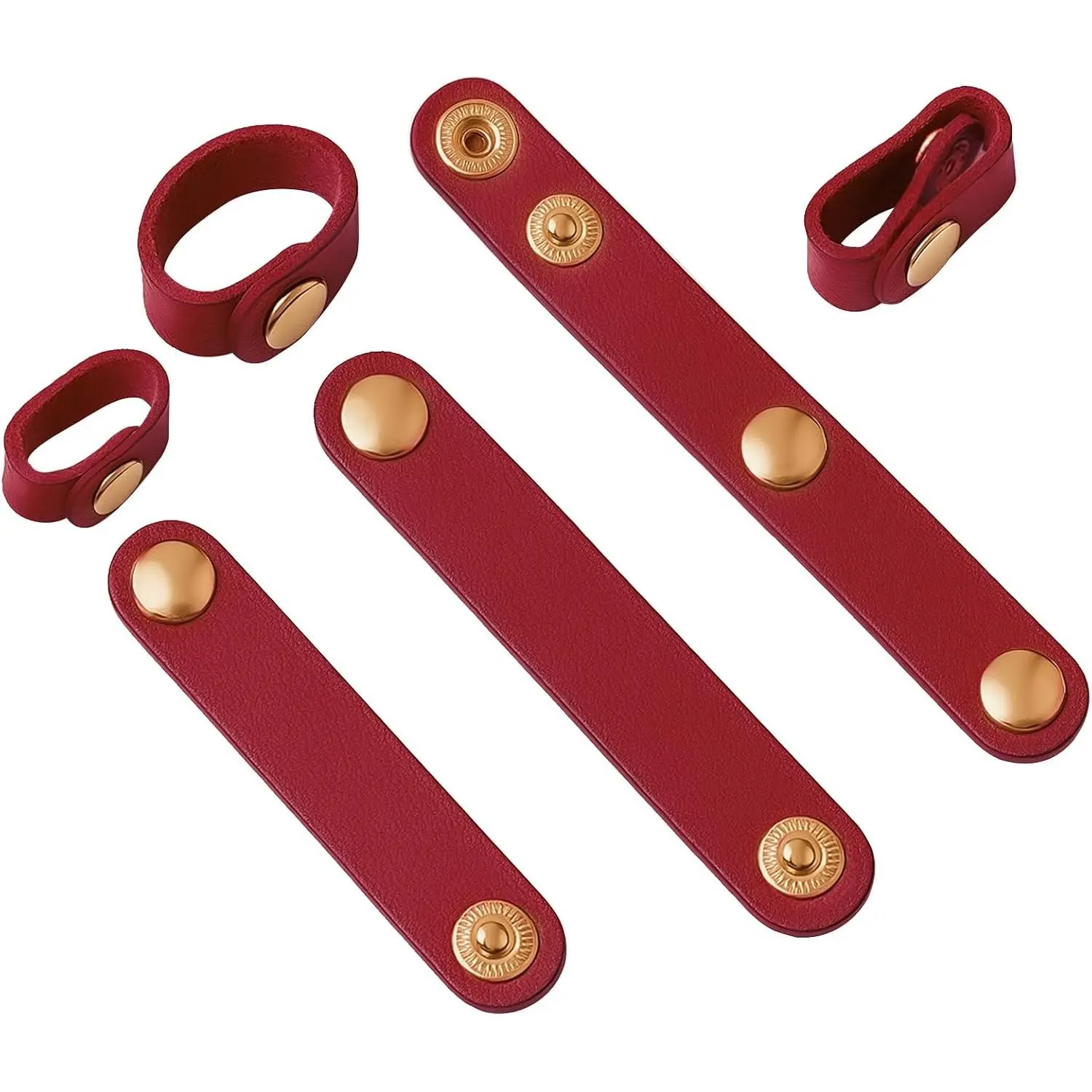6 PU Leather Handbag Strap Shortener,Bag Protector for Handbag,with Brass Button Handle Wrap Cover for Handbags and  Bags (Red)
