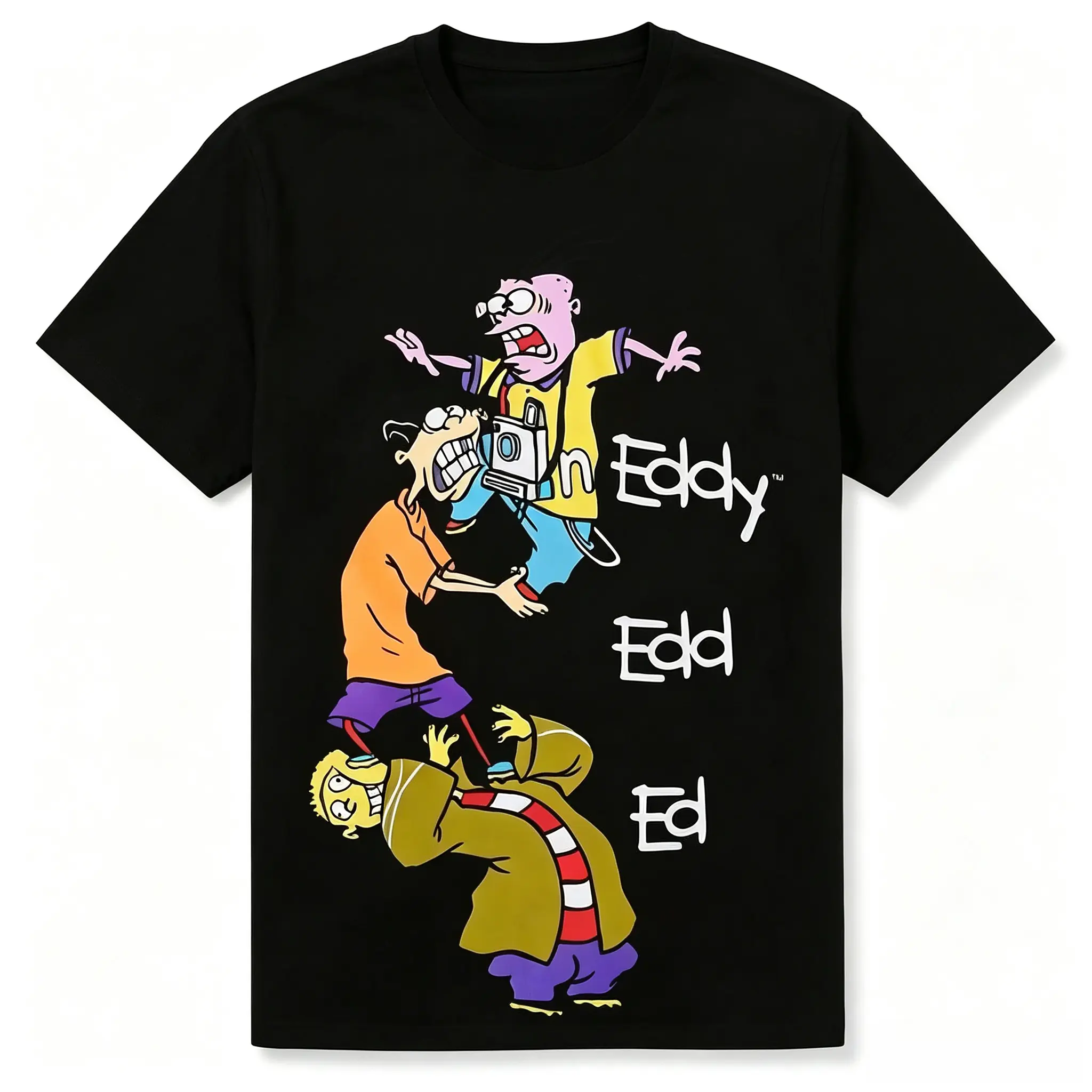 [Comfortable] Men's "Edd N Eddy Stack" pattern T-shirt - Comfortable cotton, crew neck, short sleeve, - Vintage style cartoon print casual wear, ivan cornejo merch graphic tees shirts men men gifts Fabric Menswear Tshirt Loose Crochet Streetwear