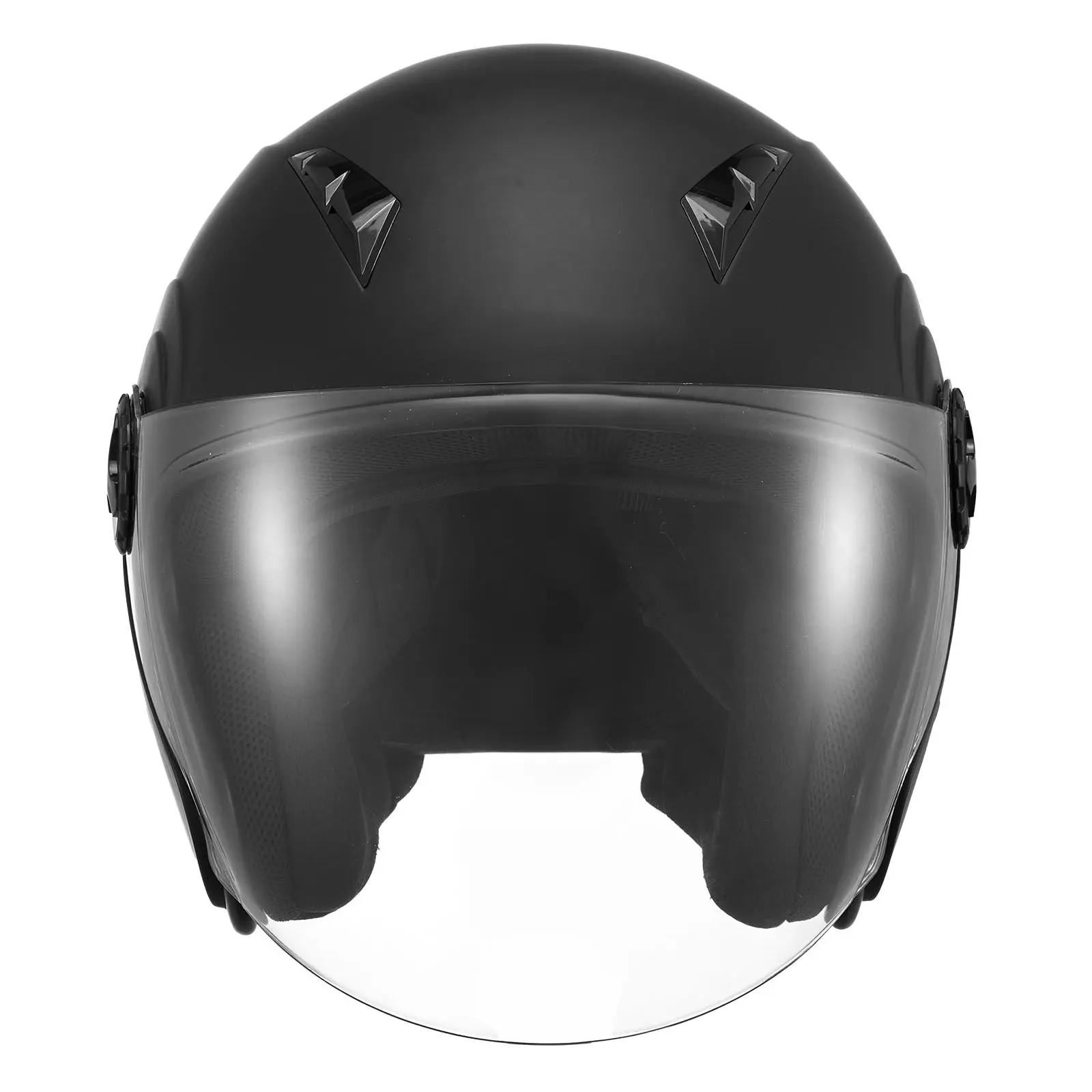 Motorcycle Helmet, 3/4 Open Face, Adult Motocross Dirt Bike Helmet with Clear Visor, Comfortable Motorbike Racing Street with Detachable Liner for Men & Women, DOT Approved, (Matte Black, M)