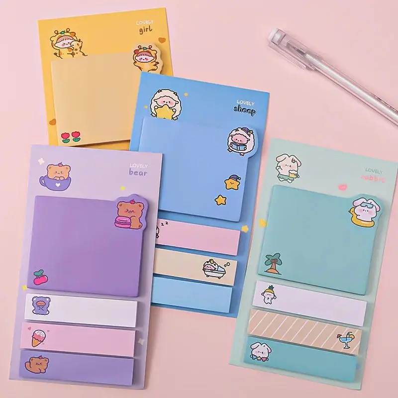 Kawaii Animal Paper Memo Pad, 8cm x 14cm 20 Sheet Sticky Notes, Back to School Supplies, Study Essentials & Desk Decorations, Cartoon, Creative Stationery, Cute Kawaii