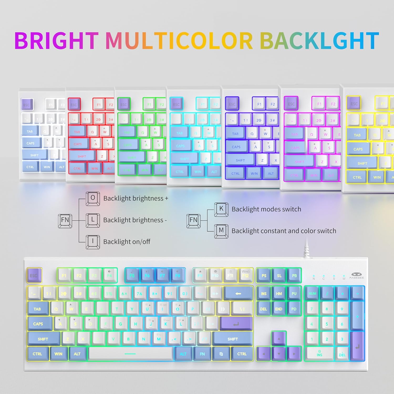 Creamy Keyboards,K2 Classic Keyboard Wired RGB Backlit 104 Keyboard,PC ...