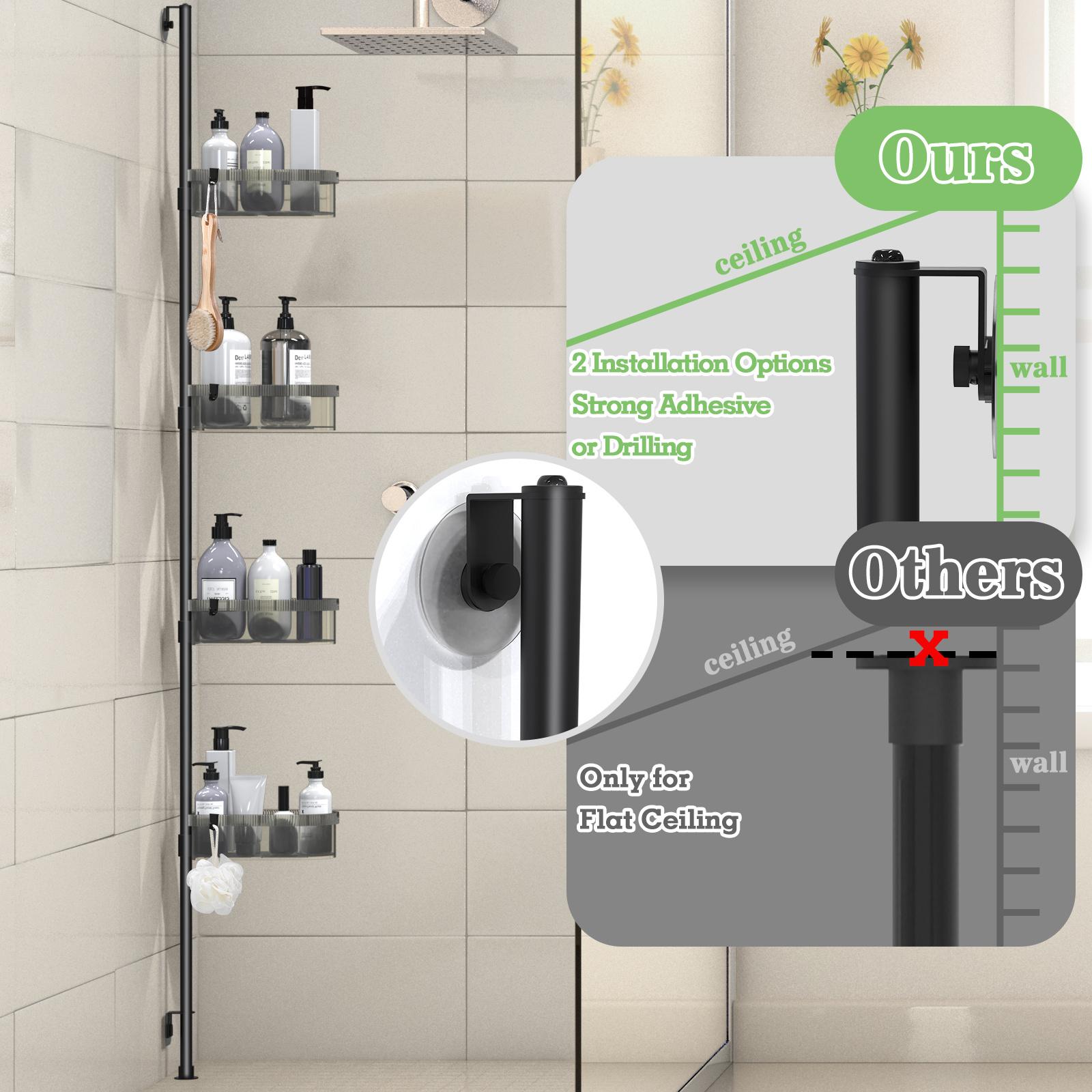 4 Baskets Shower Caddy Corner Organizer, Rustproof Bathtub Organizer, Adjustable Bath Shelves for Essentials