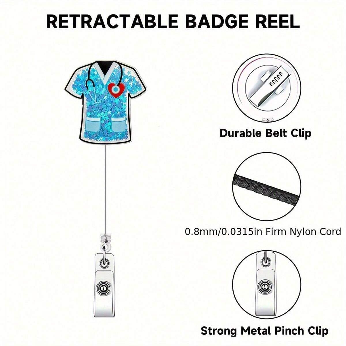 Medical Themed Badge Holder, 1 Count Retractable Badge Reel with Clip, Creative ID Badge Holder for Nurse & Doctor, Badge Decoration