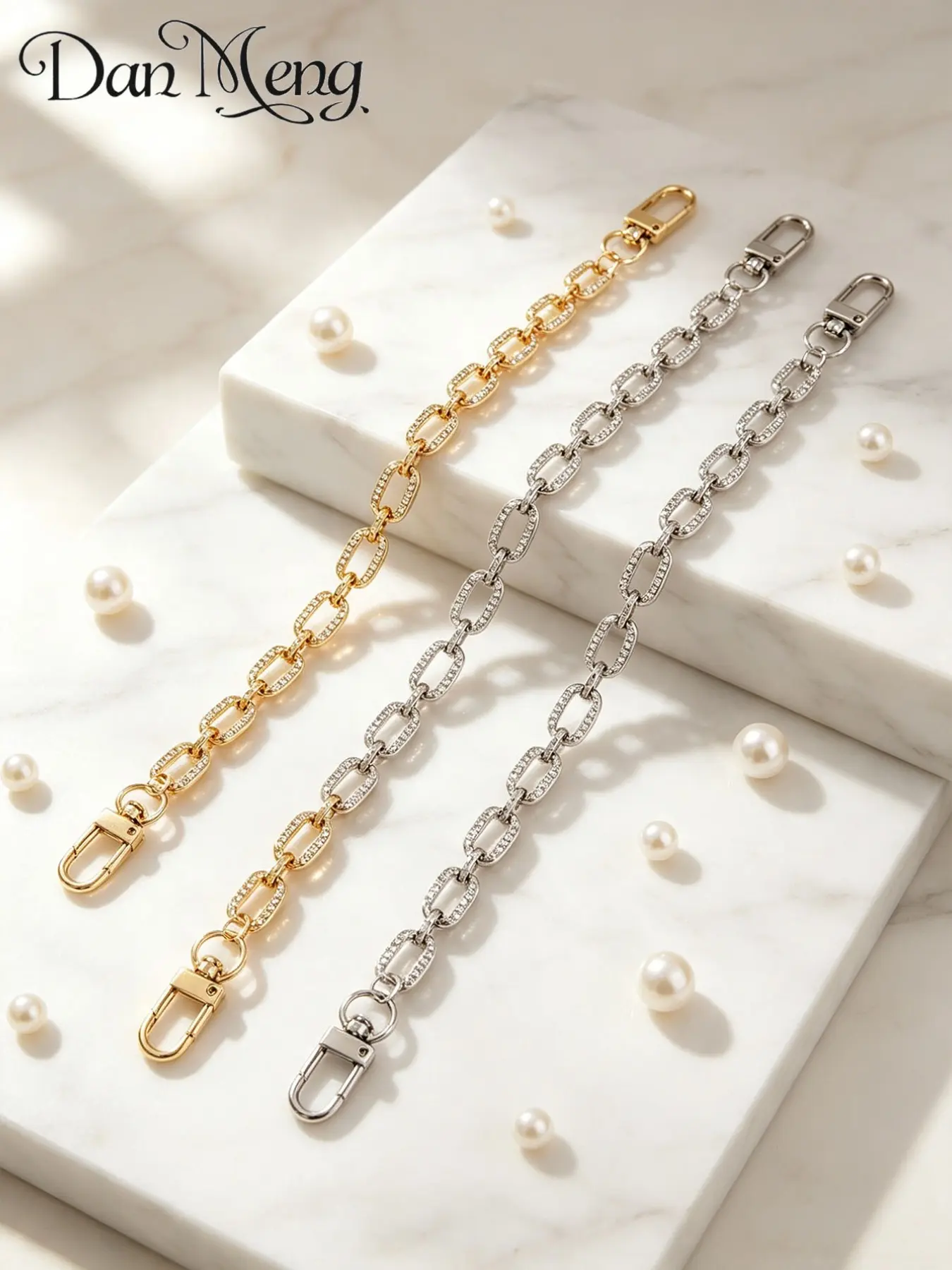 French Luxury Rhinestone Bag Extender Chain, High Aesthetic Versatile Shoulder Strap, Expandable Decorative Chain Accessory