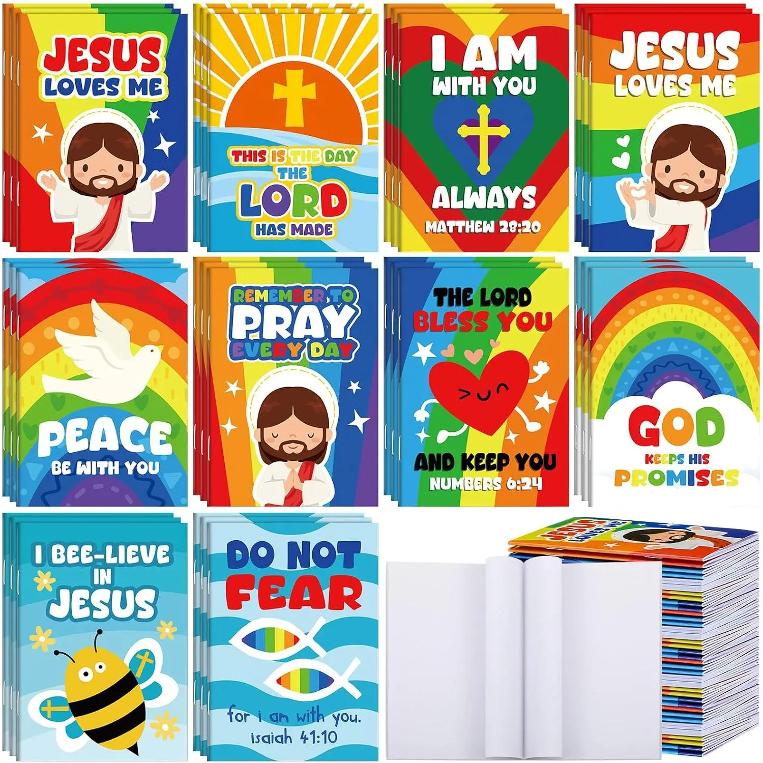 100 count Christian Notepads Mini  Verse Notebook Bulk Christian  Religious Notepads Colorful Faith Prayer Inspirational Journals  Prizes for Church Vbs Office Sunday School