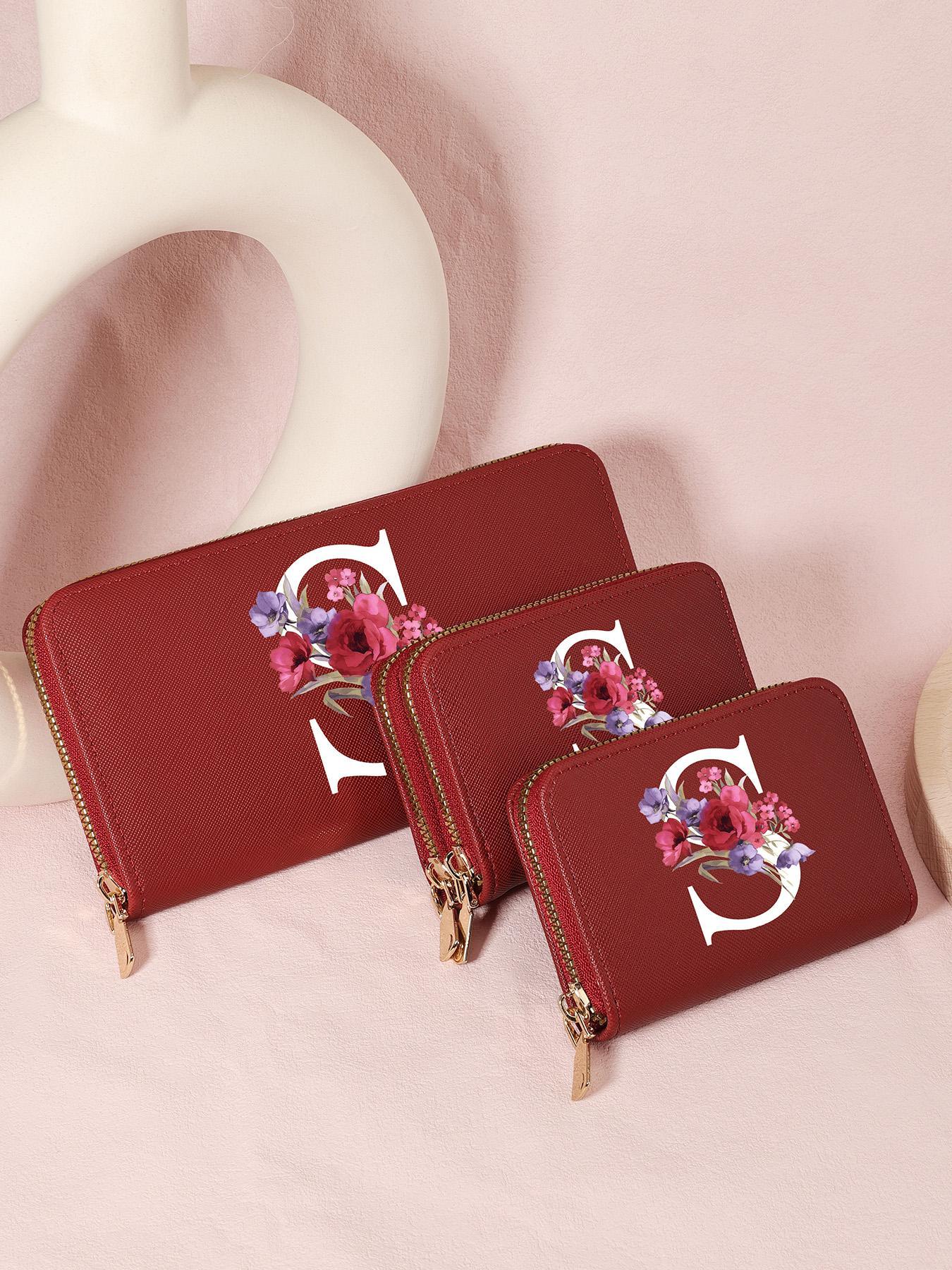 Women's Floral & Letter Pattern Wallet, Fashionable Zipper Card Holder, Casual Versatile Wallet for Daily Use