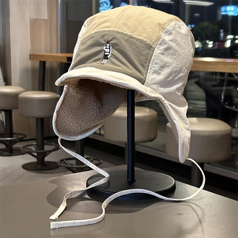 Men's Olive Green & Brown Vintage Fleece-Lined Bomber Hat, Adjustable Drawstring, Ideal for Skiing, Cycling, Hiking & Cold Weather Outdoor Activities