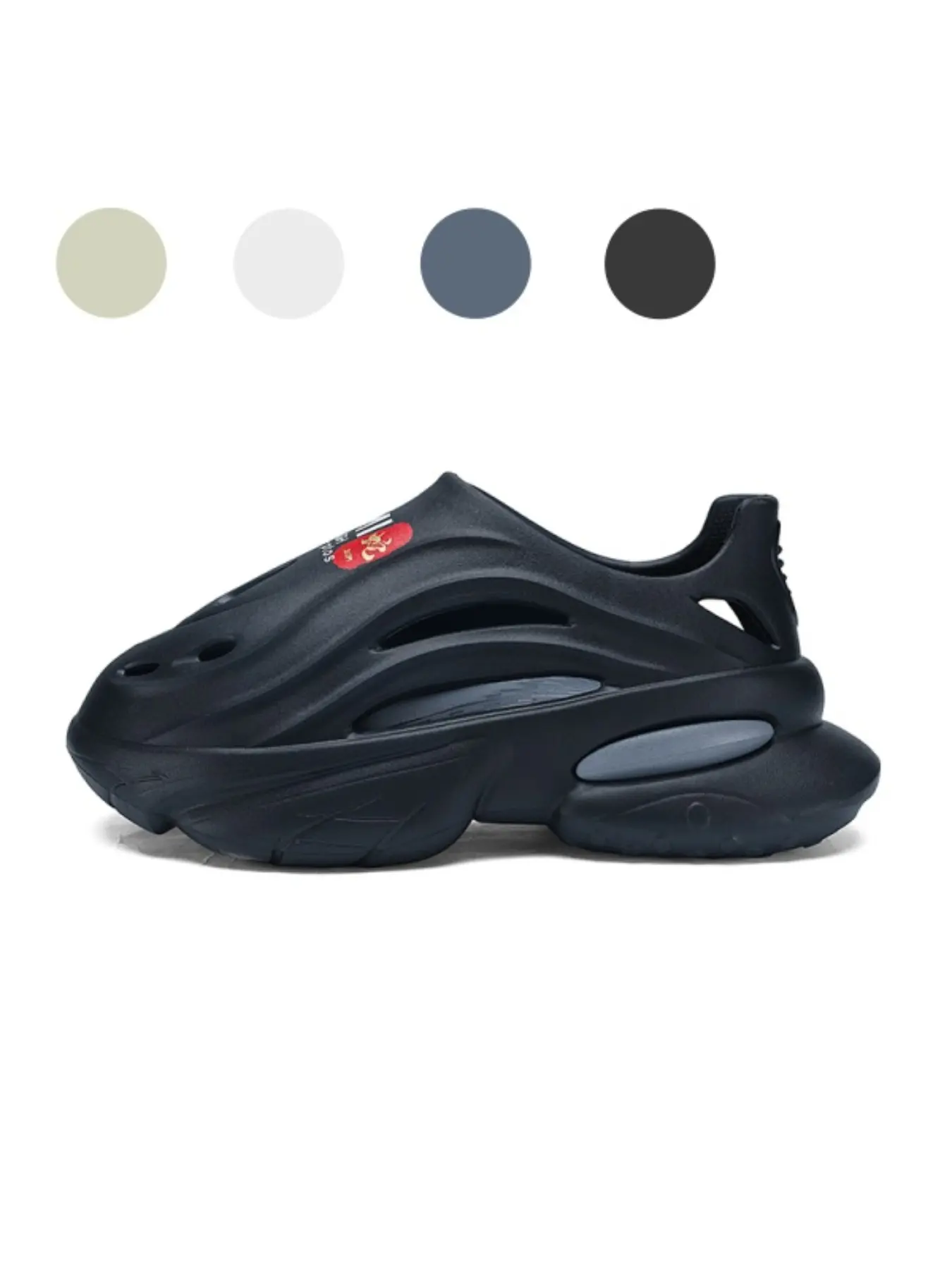 Men's Futuristic Holey Slippers, Streamlined Hollow Design, Streetwear & Daily Commute, Eva Material, All Seasons Comfort, Casual Fashion Slippers, Hollow Out Slippers