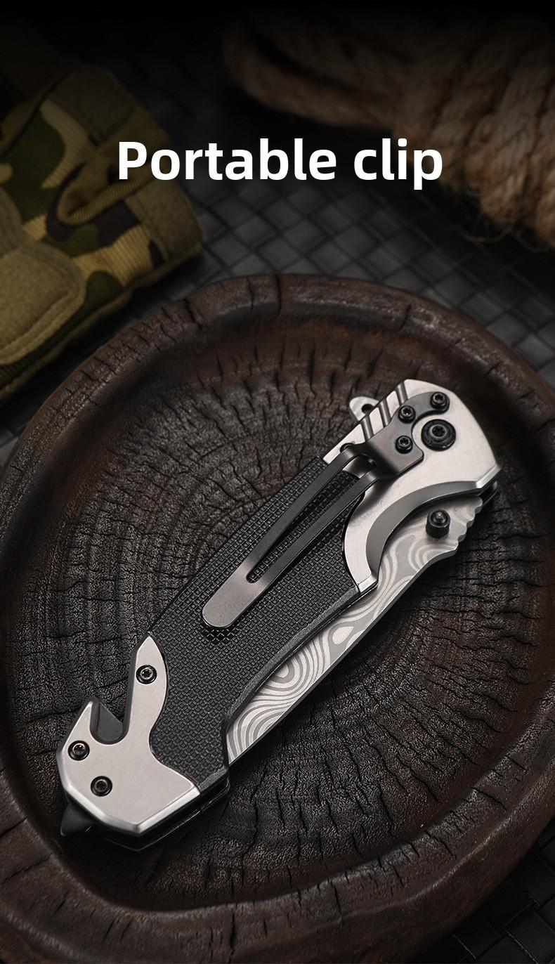 Damascus Tactical Survival Knife G10 Handle Camping Folding Knife Stainless Steel Outdoor Pocket Knife