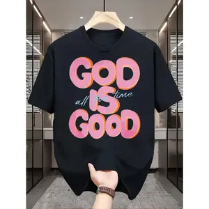 Casual Streetwear Style, Men's T-Shirt, God Is Good All The Time Graphic Print, Summer Daily Wear, Gift For Christian Friends Or Family