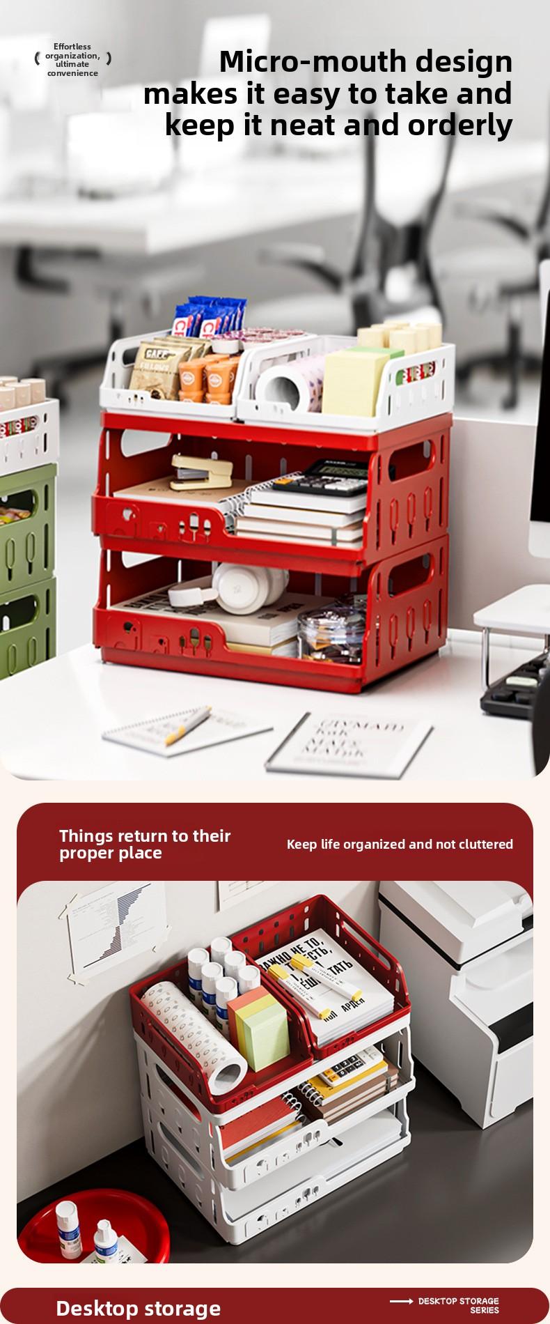 Clario "Rainbow Palette" A4 Collapsible Storage Crate — Large Aesthetic Modular Desktop Organizer for Books, Planners and Skincare. This High-Capacity Folding Pastel Bin is Perfect for Dorm Essentials and Home Office Setup