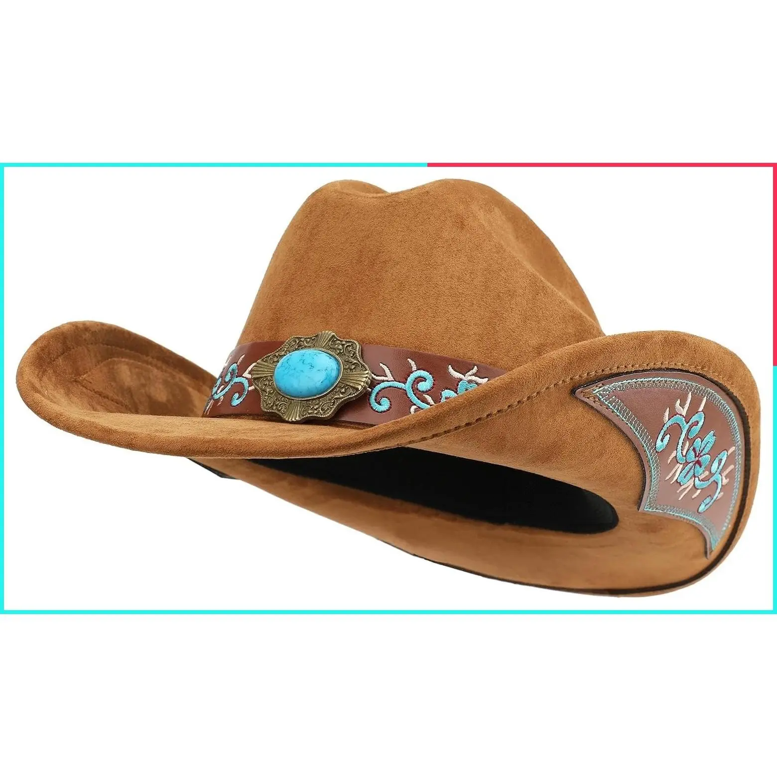 Shapeable Embroidered Wide Brim Western Cowboy Hat for Men and Women