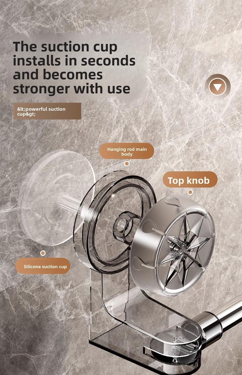 Stainless Steel No-Drill Suction Cup Towel Rack - Adjustable Bathroom Kitchen Storage Organizer