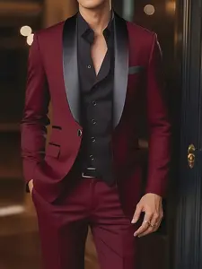 2-Piece Men's Slim Fit Shawl Collar Suit, Premium Business Outfit, Perfect for Work, Interview & Events