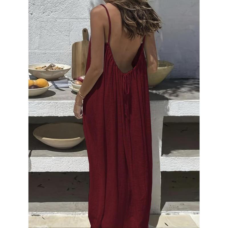 Viral Soft Comfy Women’s Solid Color Sleeveless Long Nightgown - Elegant Lightweight Sleepwear, Spring Ideal for Home Relaxation & Effortless Loungewear