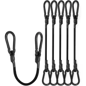 8 Pcs 12 Inch Heavy Duty Carabiner Bungee Cord with 190 Lbs Max Break Strength Black Bungee Straps with Upgraded Carabiner Hooks for Luggage Rack Cargo Hand Carts Bike Camping