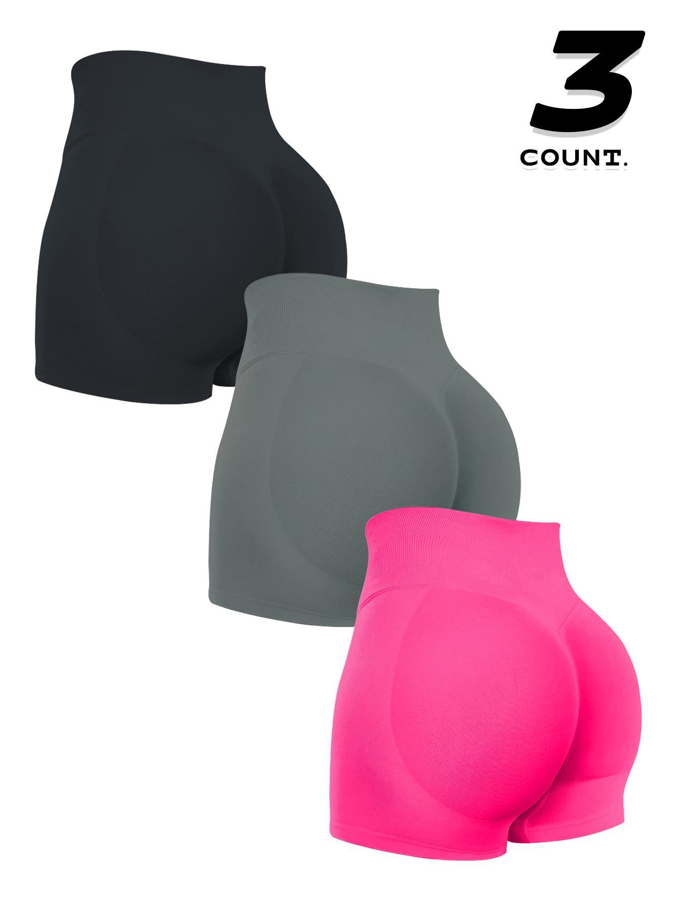 Women's Solid Color Seamless Gym Shorts, High Stretch Yoga Shorts, Workout Bottoms, Ladies Sportswear for Indoor Outdoor Wear