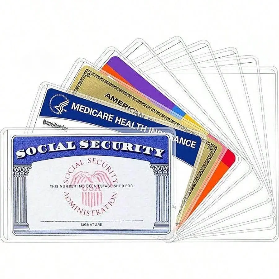 Social Security Card Protective Cover, 10/20pcs Transparent PVC Waterproof Plastic Cover, Suitable for Healthcare/Social Security/Business/ID/Credit Card, Office Stationery Supplies, Office Accessories, Social Security Card Protector
