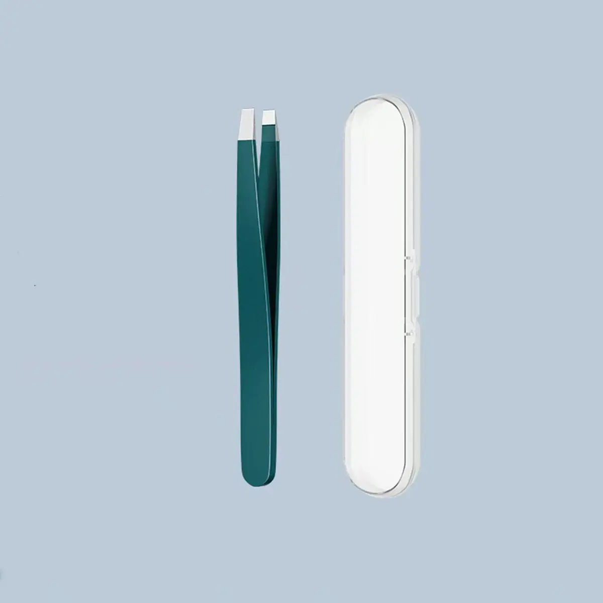 High Precision Flat Nose Tweezers with Storage Box, Portable Beauty Tool, Ideal for Men and Women, Hair Removal, Eyebrow Shaping, Easy Grip