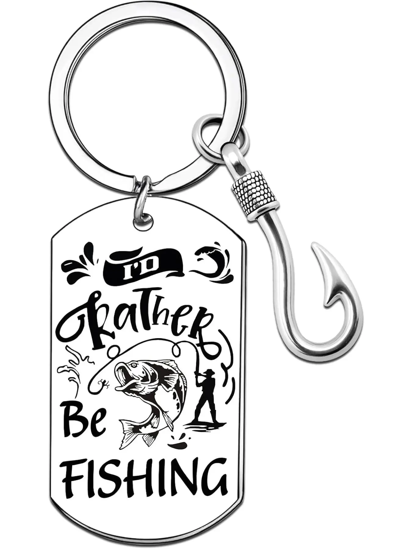 Fish Lover Keychian Fishing Gifts for Men Fishing Lovers Gift Ideas Birthday Present for Bass Fisherman Dad Son Brother Christmas Stuff