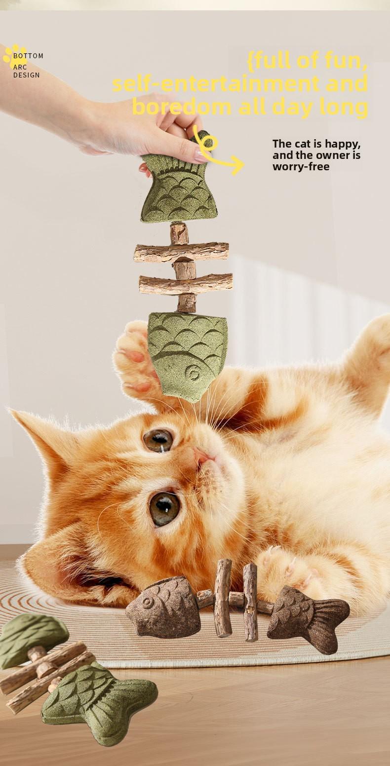 Silvervine & Catnip Fish Toy for Cats - Realistic Plush Kicker with Dental Cleaning Texture - Chewable & Huggable Pet Toy - Stress Relief & Active Play