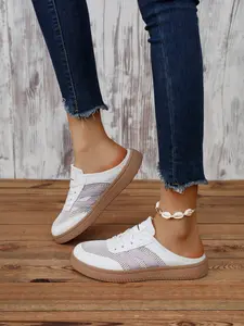 Women's Retro Lace-Up Shoes, Colorblock Design, Casual Fashion, Comfortable Fit, Ideal for Daily Wear, Stylish and Trendy Footwear