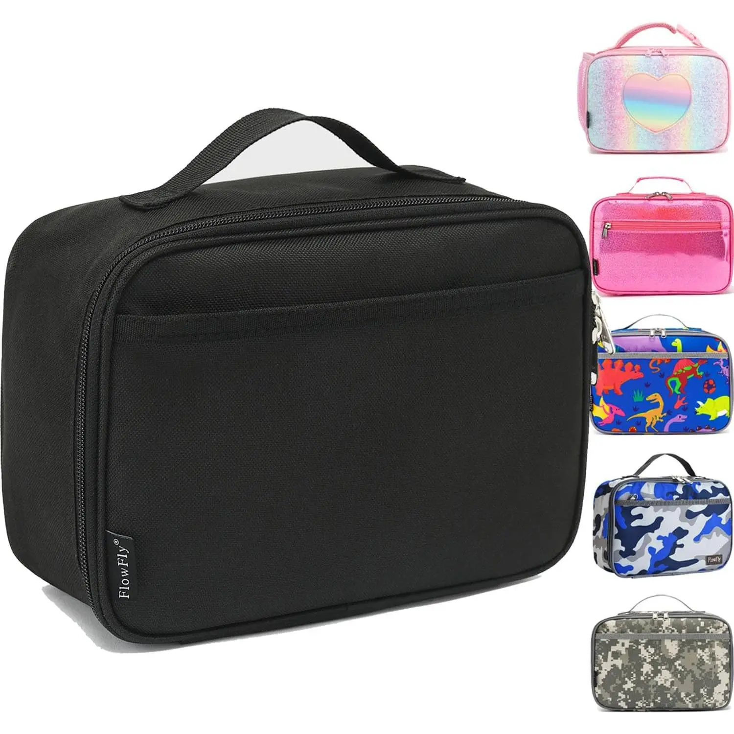 Insulated Lunch Box Soft Bag with Thermal Tote for Kids, Black